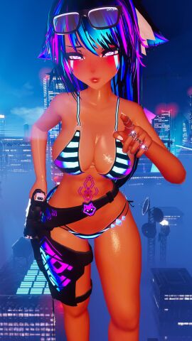 1girls 3d 3d_model abs accessories accessory arms ass athletic athletic_female belly_button belly_button_piercing big_ass big_breasts big_butt bikini_bottom bikini_top black_hair blue_hair breasts bright_hair city city_background cityscape curvaceous curvy curvy_body curvy_female curvy_figure female female_ass female_focus fingers fit fit_female fox_ears fox_girl front_view functionally_nude glasses glasses_on_head gun gun_holster huge_breasts humanoid jewelry knees leaning_forward legs light light-skinned_female light_skin looking_at_viewer mature_female medium_hair messy messy_hair mostly_nude mostly_nude_female multicolored_eyes multicolored_hair pale_skin piercing piercings pink_hair pointing pointing_at_viewer pout pouting pouting_at_viewer pouting_lips pouty pouty_lips practically_nude purple_tattoo round_ass round_butt shiny shiny_breasts shiny_skin skynet_vr solo solo_female solo_focus standing tattoo thick_thighs thigh_gap thighs undressed virtual_reality virtual_youtuber voluptuous voluptuous_female vrchat vrchat_avatar vrchat_media vrchat_model wet wet_body white_sclera
