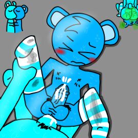 2boys adult aged_up ass bear_ears bear_tail big_ass blue_fur circumcised cyan_fur cyan_thighhighs farting_in_face gay hamster hamster_ears jay_(sprunki) kissing sitting_on_face sky_(sprunki) sprunki sprunki_oc thighhighs yummy_ass