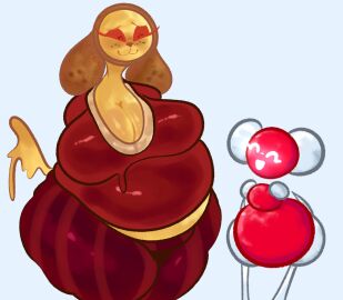 2d 2girls belly big_breasts blue_background breasts chubby chubby_female digital_media_(artwork) dog_ears dog_tail female female_only h2o_(thyme_macleod) mob_face molecule peppie_(thyme_macleod) pizza_girl solid_color_background tagme thick_thighs thighs thyme_macleod tummy