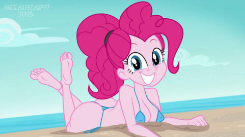 1girls beach equestria_girls feet female metalhead97 my_little_pony pinkie_pie_(eg) pinkie_pie_(mlp) solo