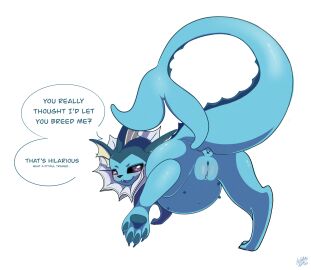 animal animal_ass animal_pussy anus belly big_belly blue_nipples blue_pussy eeveelution english_text eyebrows feet female feral generation_1_pokemon genitals hi_res hindpaw humanoid_genitalia humanoid_pussy looking_at_viewer looking_back melody_maku nintendo nipples paws pokemon pokemon_(species) pokemon_only pregnant pregnant_female pregnant_feral presenting presenting_anus presenting_pussy question raised_tail rear_view solo speech_bubble tail teasing teasing_viewer text vaporeon