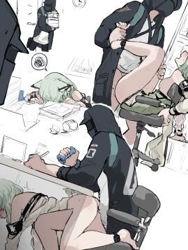 1boy absurdres animal_ears arknights bare_legs bare_shoulders bent_over black_coat bottomless breasts carrying cat_ears cat_girl cat_tail clothes_pull coat deep_penetration doctor_(arknights) dress dress_pull exhausted female from_side green_dress green_hair helping highres kal'tsit_(arknights) legs_up lying male male_doctor_(arknights) medium_hair missionary multiple_views no_bra no_panties on_back on_chair open_mouth sex small_breasts spoken_squiggle squiggle standing standing_sex straight tail thigh_grab thighs tongue tongue_out under_the_table whate=3r