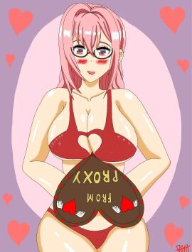 1girls bikini blush breasts dollx female gift hollow_special_operations_section_6 solo tsukishiro_yanagi valentine's_day zenless_zone_zero