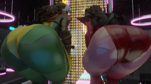 2girls 3d animated ass ass_focus ass_press ass_shake bodysuit brown_hair from_behind huge_ass jiggle kishi leaning leaning_forward long_hair marvel marvel_comics marvel_rivals multicolored_hair multiple_girls pants pantyhose ponytail rogue_(x-men) scarlet_witch scarlet_witch_(marvel_rivals) shiny shiny_clothes skin_tight tagme very_long_hair video white_hair x-men