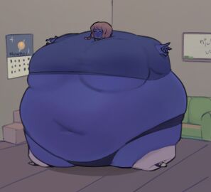 1girls amane_suzuha asian asian_female belly_expansion black_shorts blue_skin blueberry_inflation braid breast_expansion breast_growth breast_growth_(enlargement) breasts brown_hair expansion female ferrousingot grey_jacket immobile inflation jacket navel round_body spandex_shorts spherical_inflation steins;gate sunken_head sunken_limbs twin_braids twintails underboob