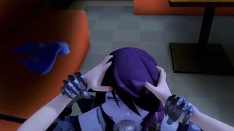 1boy 1girls animated big_penis blowjob dark_room deepthroat eye_contact female fringe genshin_impact headdress kneeling large_penis light-skinned_female long_penis maxjay mihoyo nun oral pale-skinned_female petite pov purple_hair red_eyes red_hair rosaria_(genshin_impact) short_hair slim tagme throat_fuck two-tone_hair video