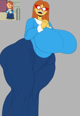 1girls artist_request breasts brown_hair clothed clothing curvy female female_focus glasses huge_ass huge_breasts kindergarten_(game) kindergarten_3 lingerie ms._lovelett tagme