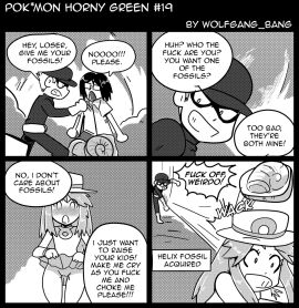 1girls 2boys comic english_text exposed_pussy female fossil hat horny leaf_(pokemon) male monochrome no_panties npc_trainer nymphomania pokemon pokemon_frlg pokemon_horny_green pussy rejection scene_interpretation skirt skirt_lift speech_bubble super_nerd_(pokemon) team_rocket team_rocket_grunt team_rocket_grunt_(male) text throwing wolfgang_bang