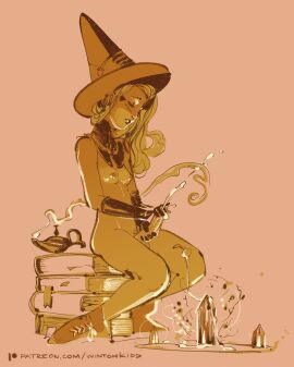 1girls artist_name ass balls book books breasts cum cum_on_floor cum_on_lower_body female futa futanari gloves long_hair male masturbation naked nipples nude penis shoes sitting small_breasts smile uploader_too_lazy_to_tag wintonkidd witch witch_hat