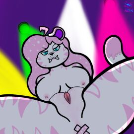 anthro azucari azuk1ta fangs felid female female/female hi_res humanoid mammal nude pantherine prehistoric_species saber-toothed_tiger sabertooth_(anatomy) solo stripes teeth tiger