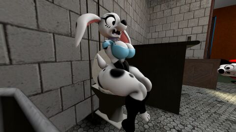 101_dalmatian_street 101_dalmatians 3d 3d_(artwork) 3d_model anthro bathroom bathroom_floor bathroom_tiles canid canine canis caught_in_the_act dalmatian disney dj_(101_dalmatian_street) dj_(101_dalmatians) dolly_(101_dalmatians) duo female implied_pee implied_pooping implied_scat male thetubemustfall toilet toilet_use