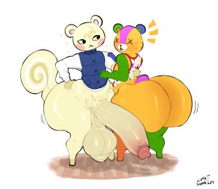 2025 4_fingers animal_crossing animate_inanimate anthro ass balls bear big_ass big_butt blue_clothing blue_jacket blue_topwear bodily_fluids bottomless bottomless_anthro bottomless_male circumcised clothed clothing duo erection fingers fur genital_fluids genitals hand_around_waist hand_on_hip head_tuft hi_res humanoid_genitalia humanoid_penis imminent_sex jacket jacket_only leaking_precum living_plushie lofasnofa male male/male mammal marshal_(animal_crossing) mouth_closed nintendo open_mouth orange_body orange_fur pattern_clothing pattern_shirt pattern_topwear penis plushie precum rodent saggy_balls sciurid scrotum scrotum_flap shirt shirt_only simple_background small_tail squirrel standing star_pattern stitches_(animal_crossing) tail thick_thighs topwear topwear_only tree_squirrel tuft white_background white_body white_clothing white_fur white_shirt white_topwear wide_hips x_eyes