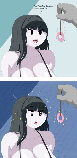 1boy 1girls 2d 2d_(artwork) big_breasts bra_strap breasts carol_cross comic comic_page english_text female henry_stickmin_(game) hypnosis long_hair male mob_face nobytes_(artist)