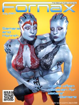 2girls 3d alien alien_girl asari ass belly big_ass big_breasts black_lingerie black_nails blue_body blue_skin breasts covered_nipples daz3d daz_studio eyes female female_only fornax garter_belt garter_straps grey_eyes hips huge_breasts jackgb lace large_breasts lingerie lips long_nails magazine_cover mass_effect mass_effect_2 milf morinth mother_and_daughter multiple_females multiple_girls nails navel nipples no_sex older_female painted_nails parody patreon_username pinup pose posing red_lingerie red_nails samara seductive seductive_eyes seductive_look seductive_smile see-through_clothing shiny_skin simple_background standing stockings tagme text thighs visible_nipples waist