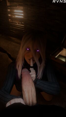 big_penis dead_by_daylight female goth goth_girl light-skinned_female light-skinned_male looking_at_viewer male penis pov rvns3d sable_ward shushing teasing teasing_viewer