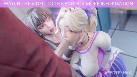 1boy 2girls 3d blowjob breasts edit edited female female_focus fortnite large_breasts lewdheart_(heart_lewd/iheartvoiceover) light-skinned_female light_skin male moaning morgan_myst_(fortnite) opennsfwsp oral oral_sex penis revision skye_(fortnite) sound tagme veedeeshka video voice_acted