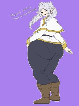 ass back_view bbw big_ass clothing commission elf fat female frieren frieren_beyond_journey's_end happy jogstash sousou_no_frieren text thick_thighs
