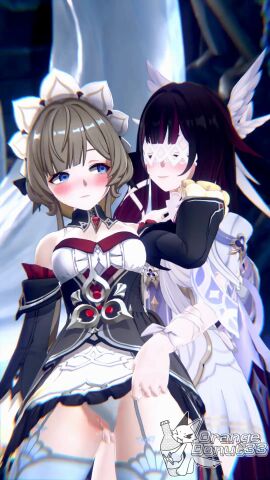 3d columbina_(genshin_impact) genshin_impact orangedonut33 pussy_juice pussy_juice_drip sandrone_(genshin_impact) tagme video yuri