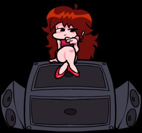 :3 ;3 accurate_art_style animated auburn_hair blush breasts censored convenient_censoring convenient_censorship female flashing friday_night_funkin girlfriend_(friday_night_funkin) hev_(art4henry) high_heels kissy_face legs_crossed no_panties reversal_red sitting speakers spread_legs