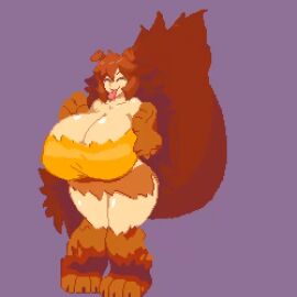 1girls animated bouncing_breasts breasts compression_artifacts dog_ears dog_girl female huge_breasts knj_ex pixel_animation pixel_art thighs