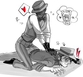 (mtf) 2d 2girls 63 butch clothed digital_media female female_only femsniper femspy fully_clothed genderswap gloves multiple_females multiple_girls rule sniper_(team_fortress_2) spy_(team_fortress_2) straddle team_fortress_2 xobloodletter yuri