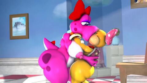 16:9 2girls 3d_(artwork) 3d_animation accessory animated anthro ass big_breasts big_butt birdo birdo_(character) bow_ribbon breasts claws digital_media_(artwork) dragon_koopa duo eye_contact face_lick female hair_accessory hair_ribbon hairbow high_framerate kissing koopa koopaling larger_female licking lifting_partner lips looking_at_another making_out mario_bros nintendo no_sound pink_birdo ribbons ring_(jewelry) scalie short_playtime size_difference smaller_female tagme tail tail_motion tailwag thatknowndude thick_lips thick_thighs tongue video wendy_o._koopa widescreen