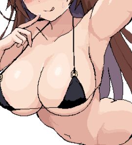 1girls big_breasts bikini breasts brown_hair female hololive hololive_gen_0 hololive_japan long_hair maker_eator selfie solo tokino_sora virtual_youtuber