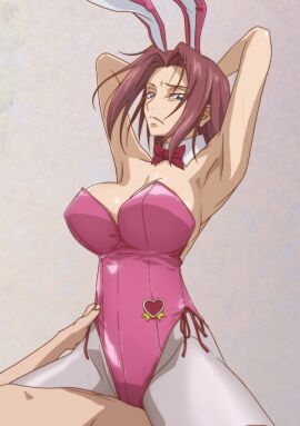 breasts bunny_girl bunnysuit censored code_geass female female_on_top kallen_stadtfeld kyabakurabakufu large_breasts red_hair sex short_hair