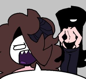 2girls arcaned_roses ass ass_focus black_panties black_pants brown_hair female horn lesbian light-skinned_female light_skin mask masked masked_female mystery_(roses_arcaned) roses_(roses_arcaned) roses_arcaned selfcest speech_bubble text_bubble yuri