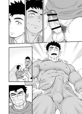 2boys abs angry balls balls_under_clothes bara big_balls big_breasts big_penis black_and_white black_hair blank_eyes blush bottomless breasts brother brothers censor_bar censored censored_penis clothed draw_two embarrassed erect_nipples erect_nipples_under_clothes erection erection_under_clothes eyelashes foreskin foreskin_folds frenulum frown gay genital_outline greyscale hi_res hoodie huge_cock indoors looking_at_another male male_only mature_male monochrome muscles muscular muscular_chest muscular_legs muscular_male muscular_thighs nipples nipples_visible_through_clothing open_mouth oppai original original_character pecs penis pointless_censoring pubic_hair quadriceps sanpaku sequential shocked short_hair sitting sitting_on_sofa small_pupils standing thick_eyebrows thick_penis uncircumcised veiny_face veiny_penis wide_eyed yaoi