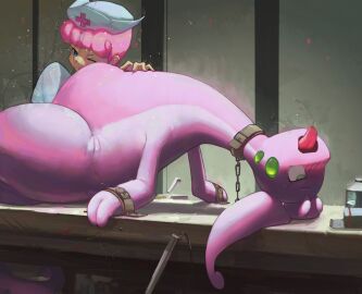 2022 2_fingers 4_fingers 4chan_anon ahe_gao ambiguous_feral ambiguous_gender ambiguous_penetrated ambiguous_penetration blue_eyes blush blush_lines bodily_fluids bound chain_leash chained chained_to_table chains clothed clothing colored countershade_body countershade_face countershade_hair countershading detailed_background digital_media_(artwork) duo eye_roll eyebrows eyelashes female female/ambiguous female_human female_penetrating female_penetrating_ambiguous feral feral_penetrated fingers fisting furniture generation_6_pokemon glistening glistening_body glistening_eyes goodra green_eyes hair hat headgear headwear hi_res human human_on_feral human_penetrating human_penetrating_ambiguous human_penetrating_feral interspecies leash looking_pleasured lying mammal multicolored_body nintendo nurse_clothing nurse_hat nurse_headwear nurse_joy on_back one_eye_closed open_mouth penetration pink_hair pink_tongue pokemon pokemon_(species) pokephilia saliva sex shadow slime stomach_bulge table tears tears_of_pleasure thick_thighs tongue tongue_out two-tone_body unknown_artist zoophilia