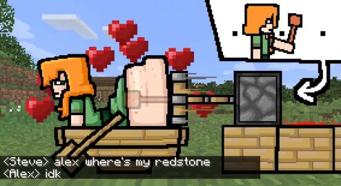 1girls alex_(minecraft) amysteriousmr animated ass background big_ass blocky_body bottomless closed_eyes dildo dildo_in_ass english_text enjoying female freckles freckles_on_ass heart heart_symbol large_ass meme mentioned_character minecraft minecraft_sheep_fucker_machine no_sound orange_hair piston_(minecraft) shorter_than_10_seconds shorter_than_one_minute small_breasts stuck tagme text thought_bubble thrusting thrusting_into_ass video