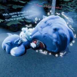 1:1 2025 3d_(artwork) anthro begging blue_body blue_fur bulge claws clothing cock_vore cruel_pred dialogue digital_media_(artwork) dragon duo english_text eulipotyphlan footwear forest forest_background fur genitals green_eyes half-closed_eyes hedgehog helpless hi_res lying male male_pred male_prey malunisisos mammal masturbation mythological_creature mythological_scalie mythology narrowed_eyes nature nature_background night on_back on_ground onomatopoeia outside penile penis plant red_clothing red_footwear red_shoes red_sneakers scalie sega sharp_teeth shoes sneakers sonic_the_hedgehog sonic_the_hedgehog_(series) sonic_the_werehog sonic_unleashed sound_effects teeth text tongue tongue_out tree unwilling_prey vore werecreature wereeulipotyphlan werehog