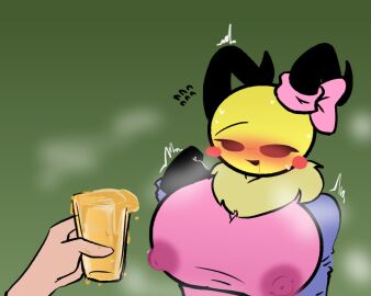 annabee_(fanarts) bee blush carb9954 drooling honey lactation lactation_through_clothes looking_pleasured steamy_breath sweater tagme tremble_spikes woebeeme_(fanarts) yellow_skin