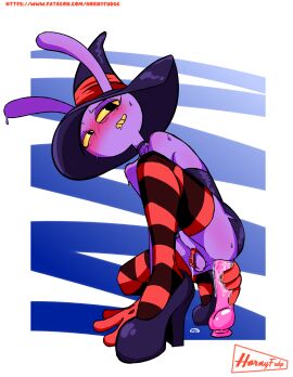 absurd_res anal anal_masturbation anal_sex anal_toy anthro anus blush blush_lines chastity_cage chastity_device clothed clothing crossdressing crossdressing_male dildo dildo_in_ass dildo_insertion dress femboy feminization footwear glitch_productions glowes grawlixes hi_res hornyfudge jax_(tadc) lagomorph legwear leporid long_ears male mammal masturbation object_in_ass penetration purple_body purple_skin rabbit sex_toy sex_toy_in_ass sex_toy_insertion shoes smile solo teeth text the_amazing_digital_circus thigh_highs url yellow_eyes yellow_sclera