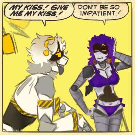 1girls 1male bikini canon_couple eternalwyrmm female male murder_drones n_(murder_drones) nuzi robot self_upload semi_nude smile submissive_male tongue tongue_out uzi_(murder_drones) wagging_tail