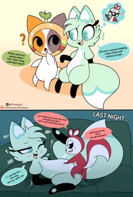 absurd_res anthro anthro_on_anthro anthro_penetrated anthro_penetrating anthro_penetrating_anthro biped black_sclera bodily_fluids canid canine chikn_nuggit cloudeon dialogue english_text eyebrows female female_penetrated fox fur green_body green_eyes green_fur group hawt_saus_(chikn_nuggit) hi_res male male/female male_penetrating male_penetrating_female mammal multicolored_body multicolored_fur multicolored_tail penetration profanity question_mark red_tail rodent saliva sciurid sex slushi_(chikn_nuggit) speech_bubble squirrel tail text tongue tongue_out tree_squirrel trio white_body white_eyes white_fur white_tail