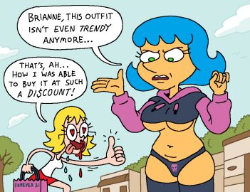 2d 2girls abs bag big_breasts black_panties bleeding_nose blonde_hair blue_hair blue_sky breasts brianne cleavage clothed clothed_female clothing cloud color colored crop_top day digital_media drooling english english_language english_text female female_only glasses green_eyes heart heart-shaped_pupils heart_eyes hearts hood hoodie huge_breasts keith2002 keith_stack large_breasts legwear leslie light-skinned_female light_skin looking_down multiple_females multiple_girls navel no_bra no_sex nose_bleed nosebleed official_art open_mouth outdoors outside paggi_outfit pale-skinned_female pale_skin pantsu pervert plump public shopping_bag sky speech_bubble speech_bubbles symbol-shaped_pupils tan-skinned_female tan_body tanned_skin text thick_thighs thighhighs tight_clothing tongue tongue_out toony tree twitter_link underboob underwear wacky_lesbian_hour yuri