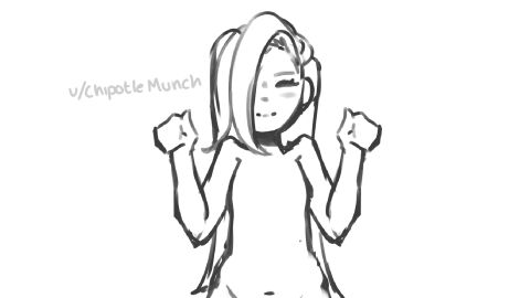 1girls :) :3 animated artist_signature belly big_breasts black_and_white blush bouncing_breasts breast_expansion breast_growth breast_growth_(enlargement) breasts chipotlemunch cleavage female greyscale hair_over_one_eye long_hair navel original original_character sad_face smile smiling solo