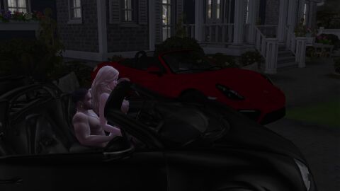 3d blonde_hair bugatti dark-skinned_male dark_skin female implied_sex interracial light-skinned_female light_skin male porsche the_sims the_sims_4