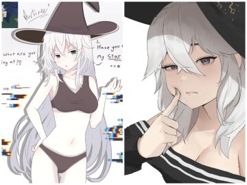artist_request bra breasts cleavage female panties roblox roblox_game robloxian small_breasts sol's_rng source_request stella_(sol's_rng) stomach tagme text thighs underwear white_hair witch_hat