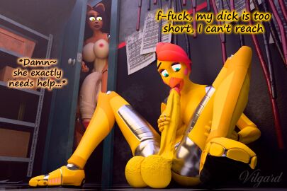 3d_(artwork) animatronic anthro avian balls beak bear big_balls big_breasts big_penis bird black_hair black_lips blue_eyes breasts chicken dialogue digital_media_(artwork) door duo english_text erection five_nights_at_freddy's five_nights_at_freddy's_2 flaccid freddy_(fnaf) ftg_crossgender fti_crossgender futanari galliform gallus_(genus) genitals glowing glowing_eyes hair hi_res holding_leg holding_thigh huge_balls huge_cock humanoid_genitalia humanoid_penis inside intersex licking lips long_penis looking_at_another looking_down_at_penis machine mammal mtg_crossgender mti_crossgender nipples non-mammal_breasts nude nude_anthro nude_futa nude_intersex open_mouth oral penile penis penis_lick penis_size_difference phasianid red_hair red_nipples robot robot_anthro rule_63 sad scottgames self_lick sex sitting sitting_on_ground spread_legs spreading text tongue tongue_out toy_chica_(fnaf) vein veiny_balls veiny_penis vilgard watermark wire yellow_body yellow_eyes