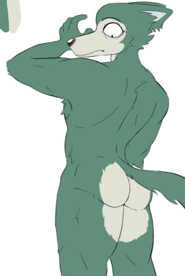 anthro ass beastars camberally canid canine canis furry legoshi_(beastars) looking_at_own_ass looking_at_own_butt looking_back male naked nude wolf