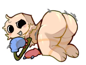 ambiguous_gender anthro ass big_ass big_butt blush blush_crunch_studios completely_nude dandy's_world first_porn_of_character freckles freckles_on_face fur goob_(dandy's_world) highres huge_ass humanoid irougaki jiggling_butt kneeling looking_at_viewer male male_only no_background nude presenting roblox smiling smiling_at_viewer solo_male spreading teeth white_background yellow_body yellow_fur