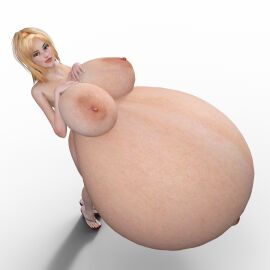 1girls 3d belly big_belly big_breasts blonde_hair breasts female hyper_belly hyper_pregnancy nipples noh-bahdi pregnant