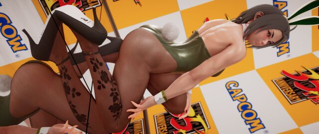 3d akira_kazama athletic athletic_female bare_shoulders breasts bunny_ears bunny_girl bunnysuit busty capcom cleavage ecchi_fighties female female_focus female_only hourglass_figure pinup pinup_pose rival_schools skimpy skimpy_clothes street_fighter street_fighter_v tagme wide_hips