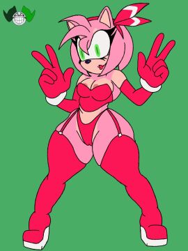 1girls amy_rose bracelet breasts crop_top elbow_gloves female furry garter_straps green_eyes nipples pink_body sega slutwear_(silencioarthub) sonic_(series) thigh_boots thong ultra4rtz ultra4rtznsfw
