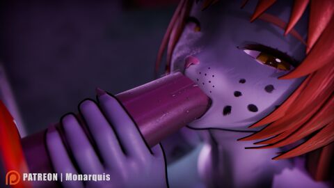 3d anthro balls bodily_fluids digital_media_(artwork) duo felid fellatio female genital_fluids genitals glory_hole glory_wall handjob hi_res hooters hooters_uniform male male/female mammal momo_(monarquis) monarquis oral pantherine penile penis precum precum_on_penis sex snow_leopard solo sucking tongue tongue_out widescreen