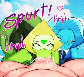 alternate_version_available aquamarine_(steven_universe) ass big_ass big_butt big_penis blue_skin brat bratty_correction breasts cartoon_network commission cornellyc cum cum_in_mouth cum_inside cum_on_face deepthroat female gem_(species) glasses green_skin male penis peridot_(steven_universe) petite pushing_down short_hair shortstack size_difference small_breasts steven_universe