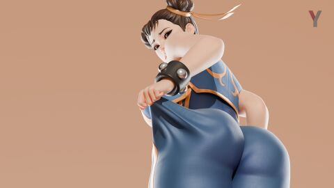 3d 3d_(artwork) ass big_ass big_breasts big_butt blender breasts chun-li chun-li_(fortnite) female leggings street_fighter stretch wilhelmina_stretch_(meme) yatta